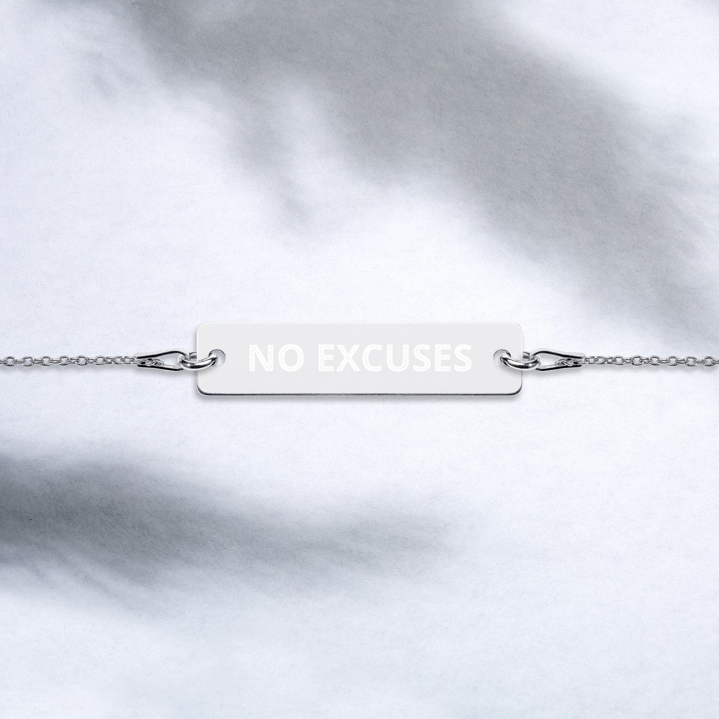 NO EXCUSES Silver Bar Chain Bracelet