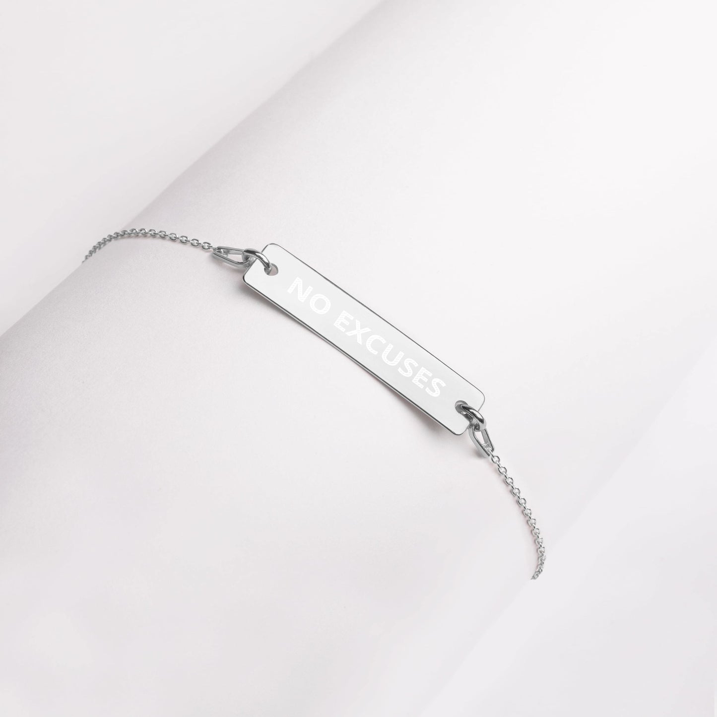 NO EXCUSES Silver Bar Chain Bracelet