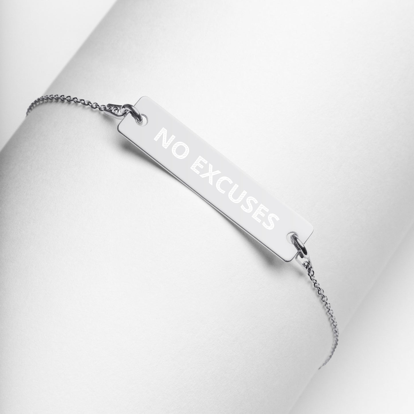 NO EXCUSES Silver Bar Chain Bracelet